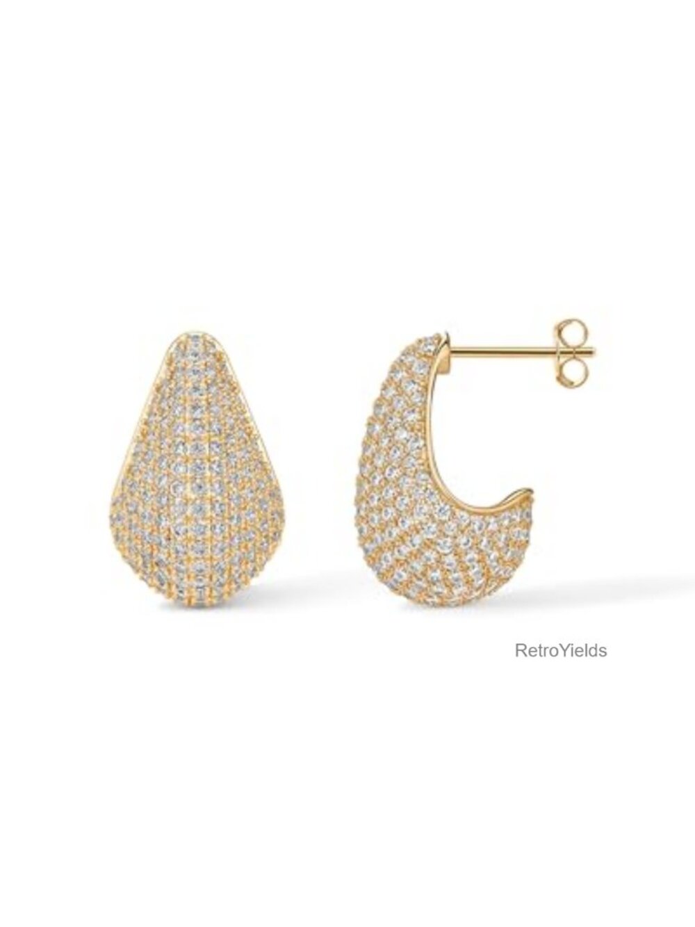 14K Gold-Plated Sterling Silver Teardrop Cubic Zirconia Drop Dangle Earrings